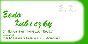 bedo kubiczky business card